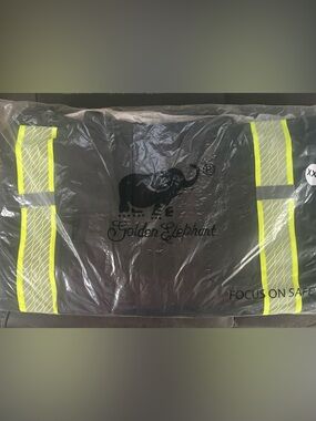 Golden Elephant High-Visibility Safety Vest in Black with Neon Yellow Stripes